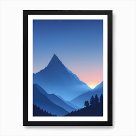 Misty Mountains Vertical Composition In Blue Tone 47 Art Print