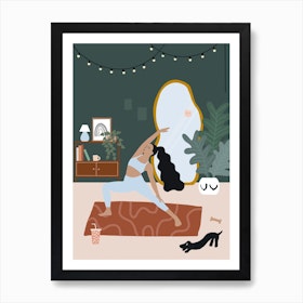 Cat Yoga Art Print by Happy Mouse Studio - Fy