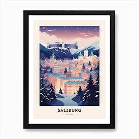 Winter Night  Travel Poster Salzburg Austria 1 Art Print