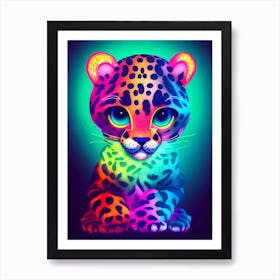 Neon Baby Leopard Art Print