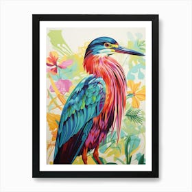 Colourful Bird Painting Green Heron 1 Art Print