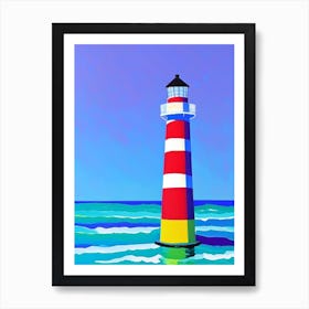Lighthouse Waterscape Colourful Pop Art 2 Art Print