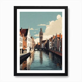 Retro Bruges Canal Art Print