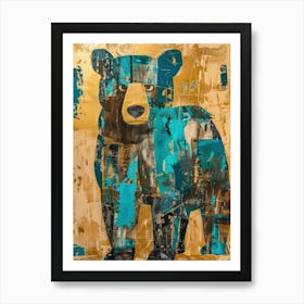 Brown Bear Gold Effect Collage 2 Art Print