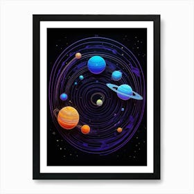 Default Neon Black Light Sgraffito Solar System 3d Illustratio 2 (1) Art Print