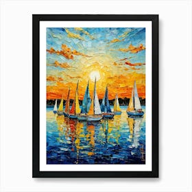 Small Sailboats At Dusk 2 Art Print