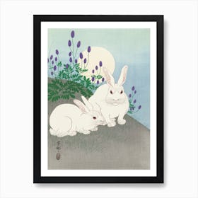 Rabbits At Full Moon, Ohara Koson Art Print