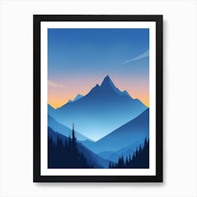 Misty Mountains Vertical Composition In Blue Tone 95 Art Print