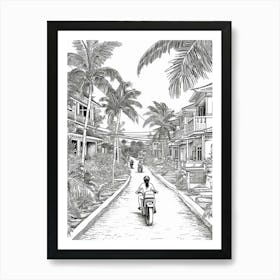 View Of  Surigao Del Norte, Philippines Line Art Black And White 2 Art Print