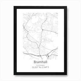 Bramhall,United Kingdom Minimalist Map Poster