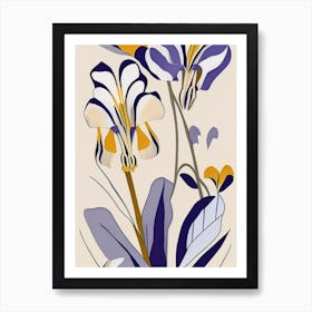 Iris Wildflower Modern Muted Colours Art Print