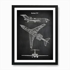 Boeing 727 Airplane Decor Aircraft Decor Plane Decor Airplane Art Airplane Print Airplane Blueprint Airplane Art Va7271 Art Print