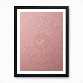 Geometric Gold Glyph on Circle Array in Pink Embossed Paper n.0002 Art Print