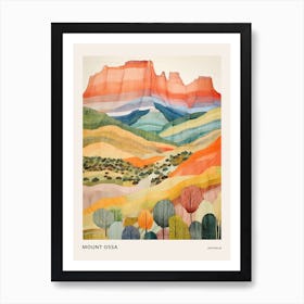 Mount Ossa Australia 3 Colourful Mountain Illustration Poster Art Print
