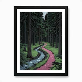 Pink Road In The Forest Art Print