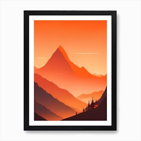 Misty Mountains Vertical Background In Orange Tone 12 Art Print