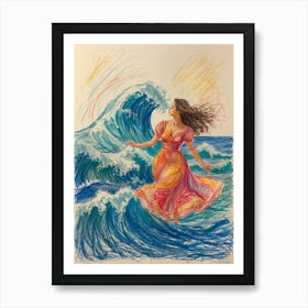 Mermaid In The Ocean Art Print