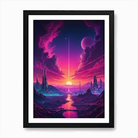 Futuristic City, cyberpunk style Art Print