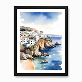Spanish Ibiza Travel Poster Watercolor Painting (7) Art Print