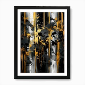 Skulls In Gold And Black Art Print