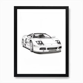 Lamborghini Murcielago Line Drawing 7 Art Print