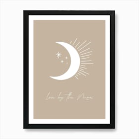 Love By the Moon in Beige, Boho Line Art Art Print