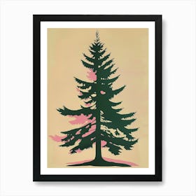 Douglas Fir Tree Illustration Colourful 2 Art Print