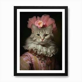Cat In Medieval Robes Rococo Style  3 Art Print