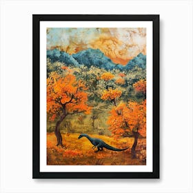 Dinosaur In An Autumnal Meadow Art Print