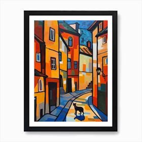 Painting Of Prague With A Cat 2 In The Style Of Matisse Art Print