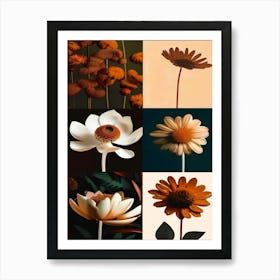 Collage Of Flowers,  Autumn Collection  Art Print