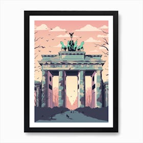 The Brandenburg Gate   Berlin, Germany   Cute Botanical Illustration Travel 0 Art Print