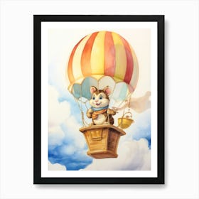 Baby Chipmunk 2 In A Hot Air Balloon Art Print