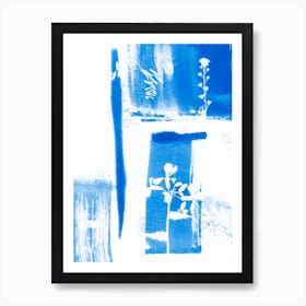 Abstract Blue Flowers 2 Art Print