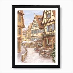 Vintage Winter Illustration Colmar France 5 Art Print