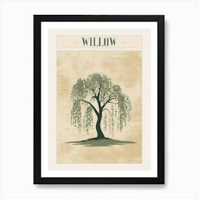 Willow Tree Minimal Japandi Illustration 1 Poster Art Print