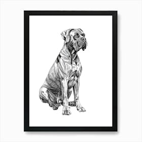 Cane Corso Dog Line Sketch Art Print