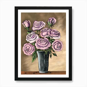 Purple Roses In A Vase 19 Art Print