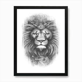 Lion Head Tattoo Art Print