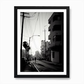 Tel Aviv, Israel, Mediterranean Black And White Photography Analogue 6 Art Print