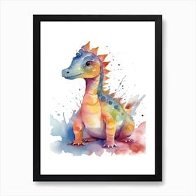 Herrerasaurus Cute Dinosaur Watercolour 1 Art Print