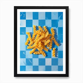 Pasta Blue Checkerboard 1 Art Print