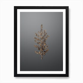 Gold Botanical Common Juniper on Soft Gray Art Print