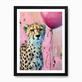 Cute Cheetah 1 With Balloon Art Print