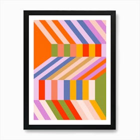 Bold and Playful Mid Century geometric stripes 1 - Bauhaus Inspired Art Print