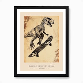 Troodon Vintage Dinosaur Poster 1 Art Print
