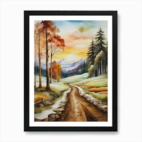 Autumn Road Art Print