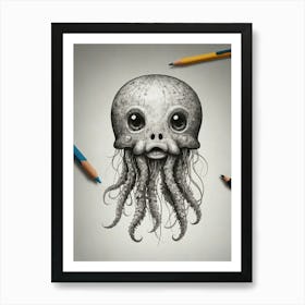 Octopus Drawing Art Print