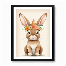 Floral Cute Baby Rabbit Bunny Nursery (26) Art Print