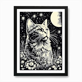 Stellar Whiskerwind, Psychedelic Cats series Art Print